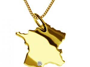 50cm Kette + Frankreich mit Brillant am Wunschort 585 Gold