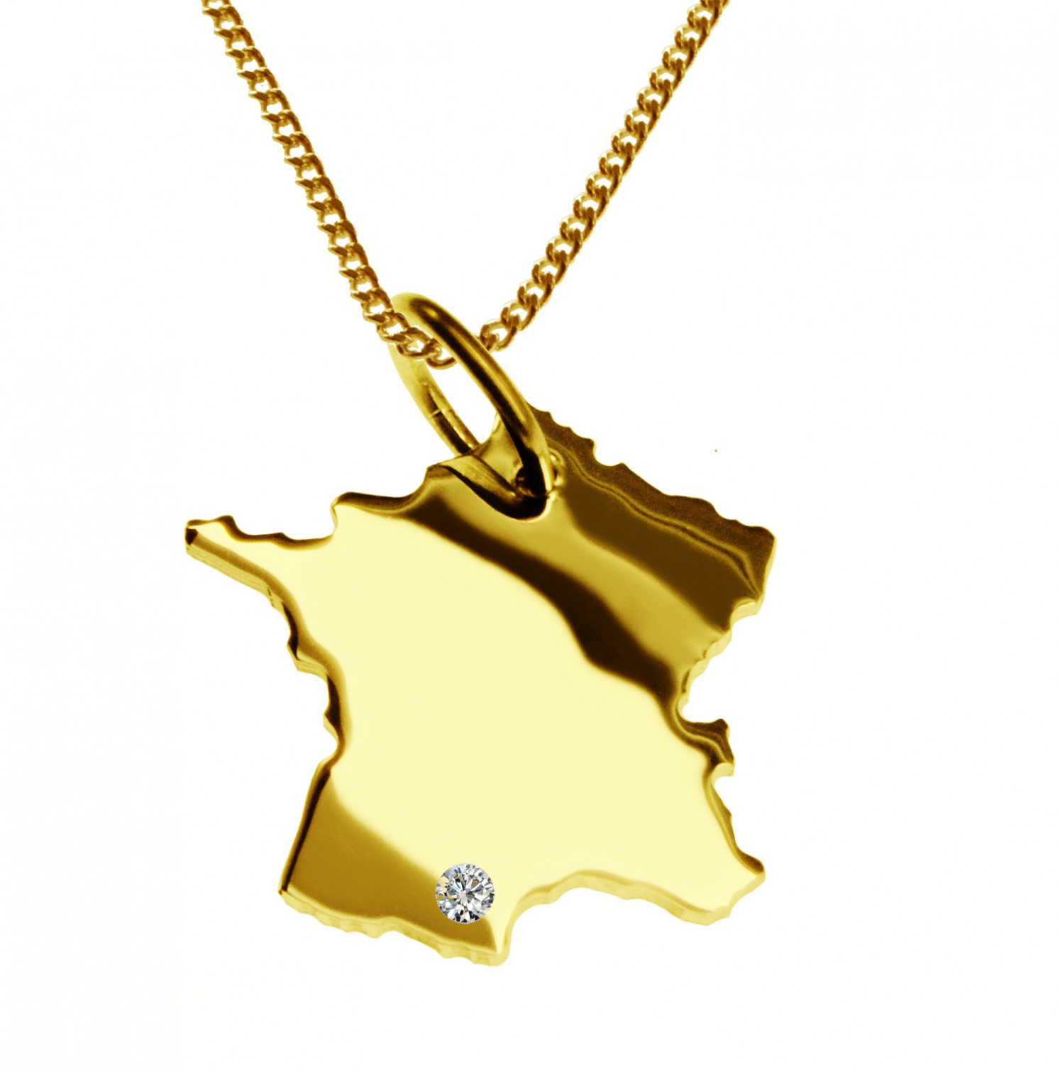50cm Kette + Frankreich mit Brillant am Wunschort 585 Gold
