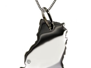 50cm Kette + Ghana mit Brillant am Wunschort  in 925 Silber