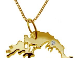 50cm Kette + Griechenland mit Brillant am Wunschort 585 Gold