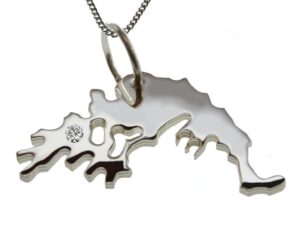 50cm Kette + Griechenland mit Brillant am Wunschort  in 925 Silber