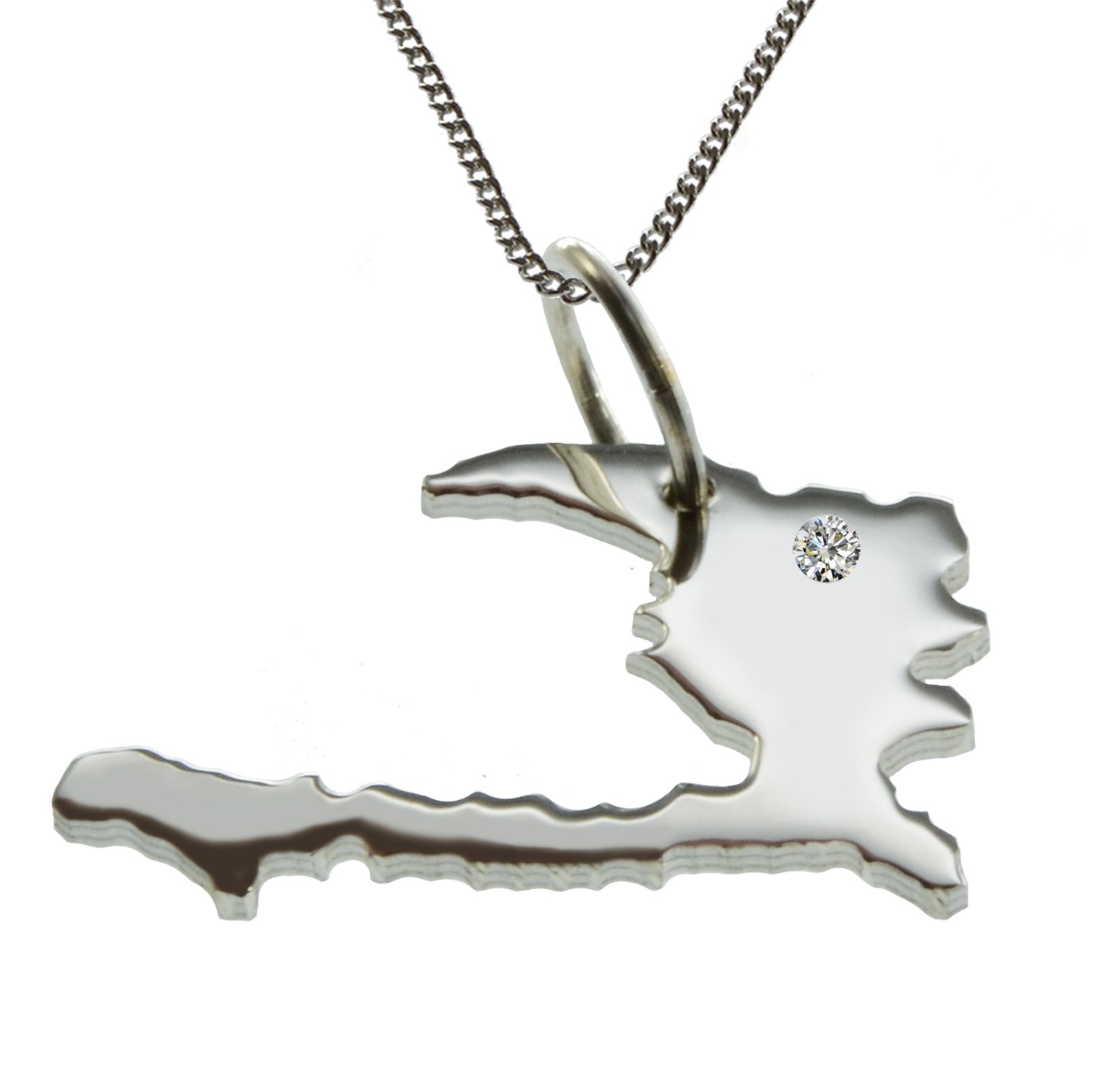 50cm Kette + Haiti mit Brillant am Wunschort in 925 Silber