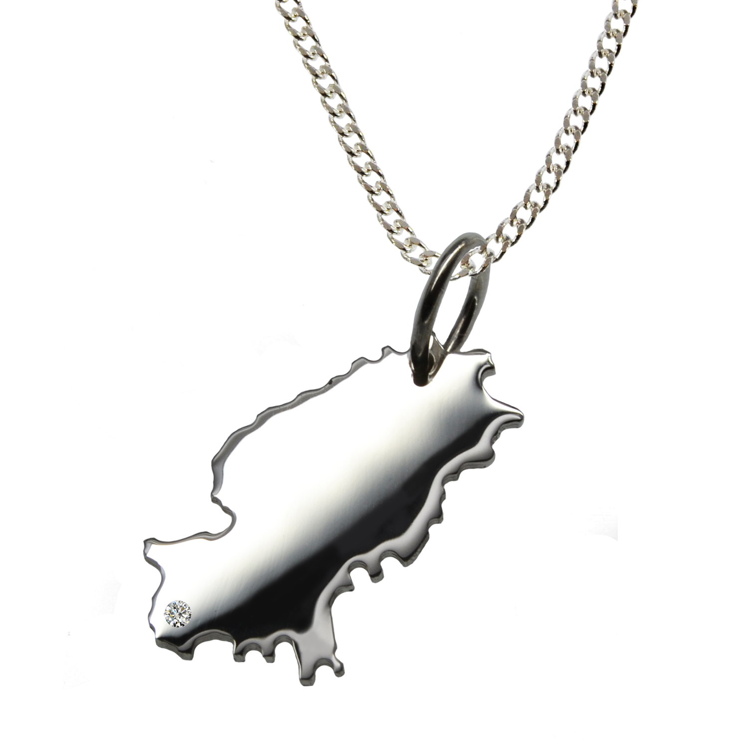 50cm Kette + Ibiza mit Brillant am Wunschort in 925 Silber