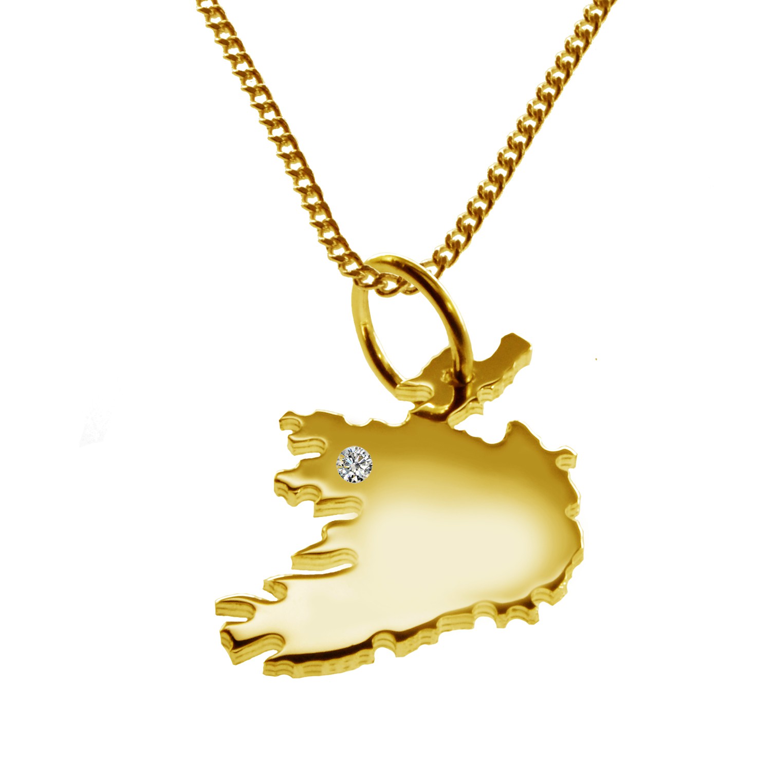 50cm Kette + Irland mit Brillant am Wunschort 585 Gold