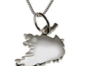 50cm Kette + Irland mit Brillant am Wunschort  in 925 Silber