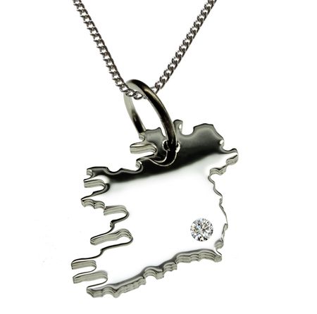 50cm Kette + Irland komplett mit Brillant am Wunschort 925 Silber