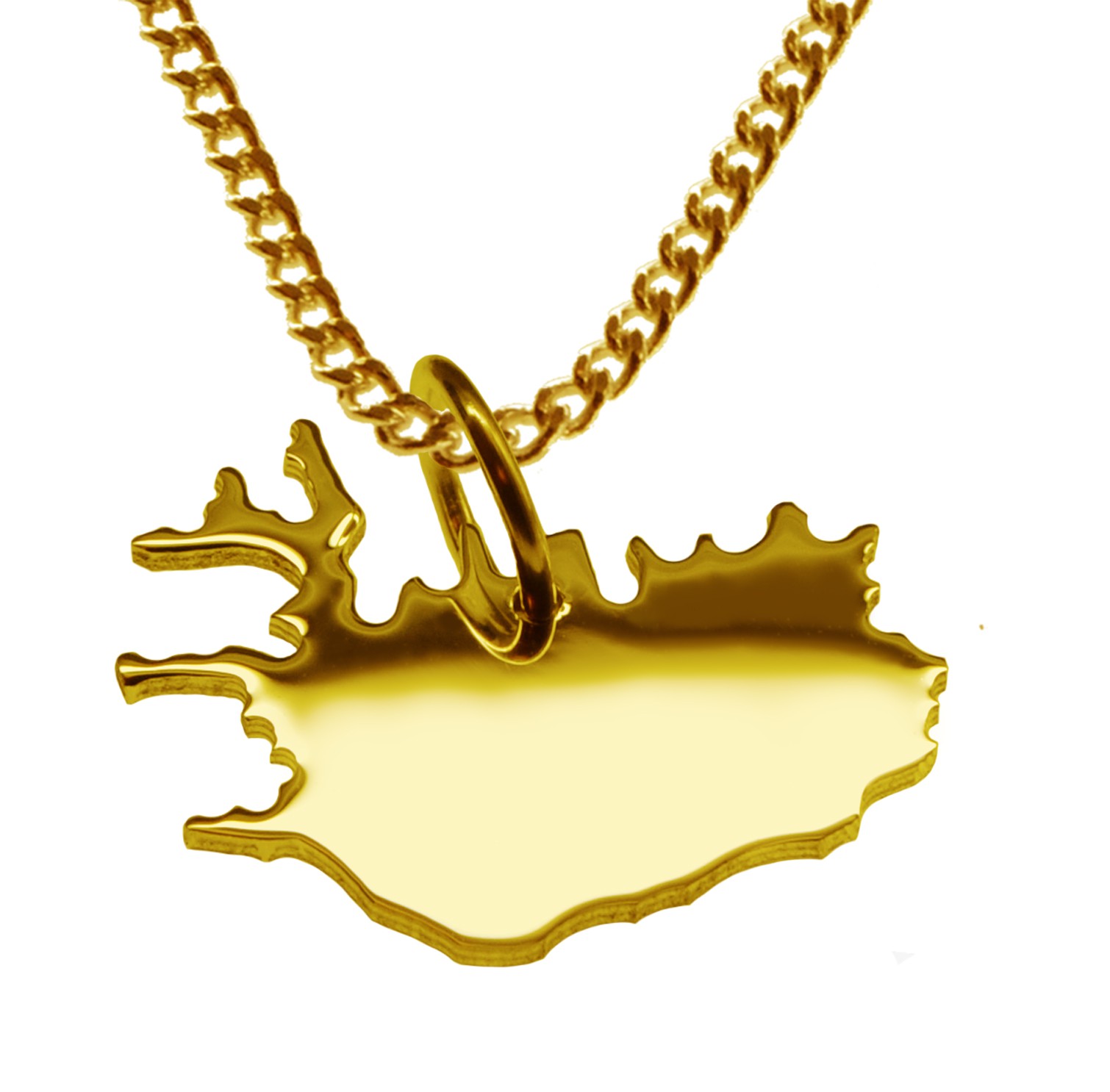 50cm Halskette + Island Anhänger in 585 Gelbgold