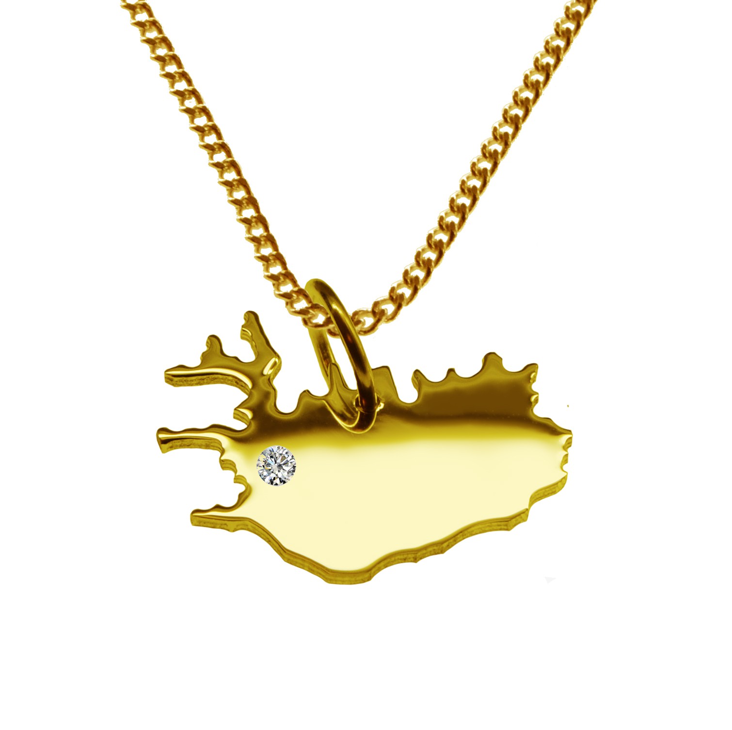 50cm Kette + Island mit Brillant am Wunschort 585 Gold