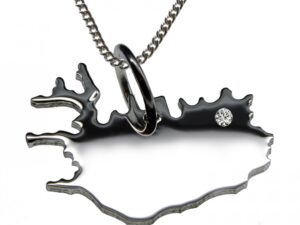 50cm Kette + Island mit Brillant am Wunschort  in 925 Silber