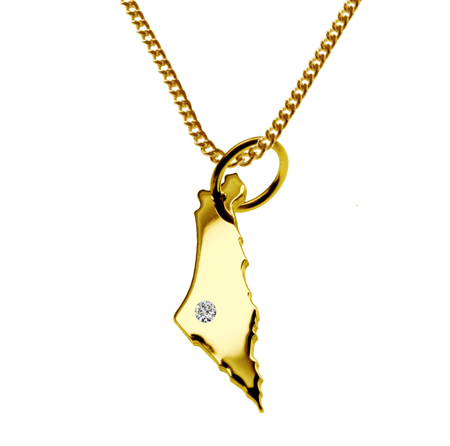 50cm Kette + Israel mit Brillant am Wunschort 585 Gold