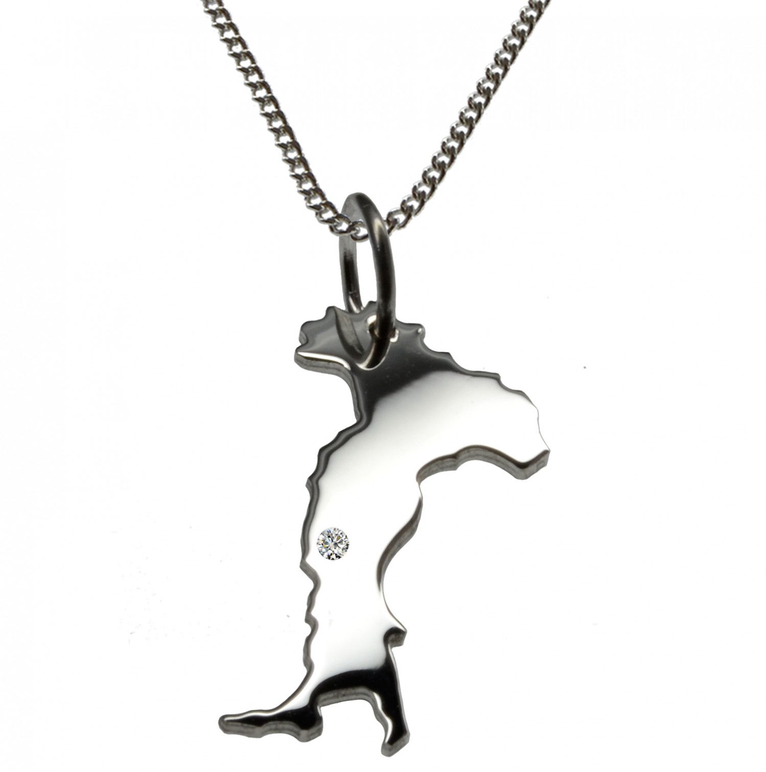 50cm Kette + Italien mit Brillant am Wunschort in 925 Silber