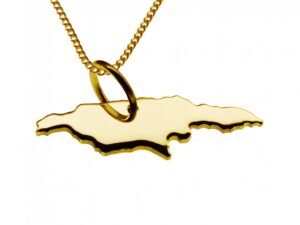 50cm Halskette + Jamaika Anhänger in 585 Gelbgold