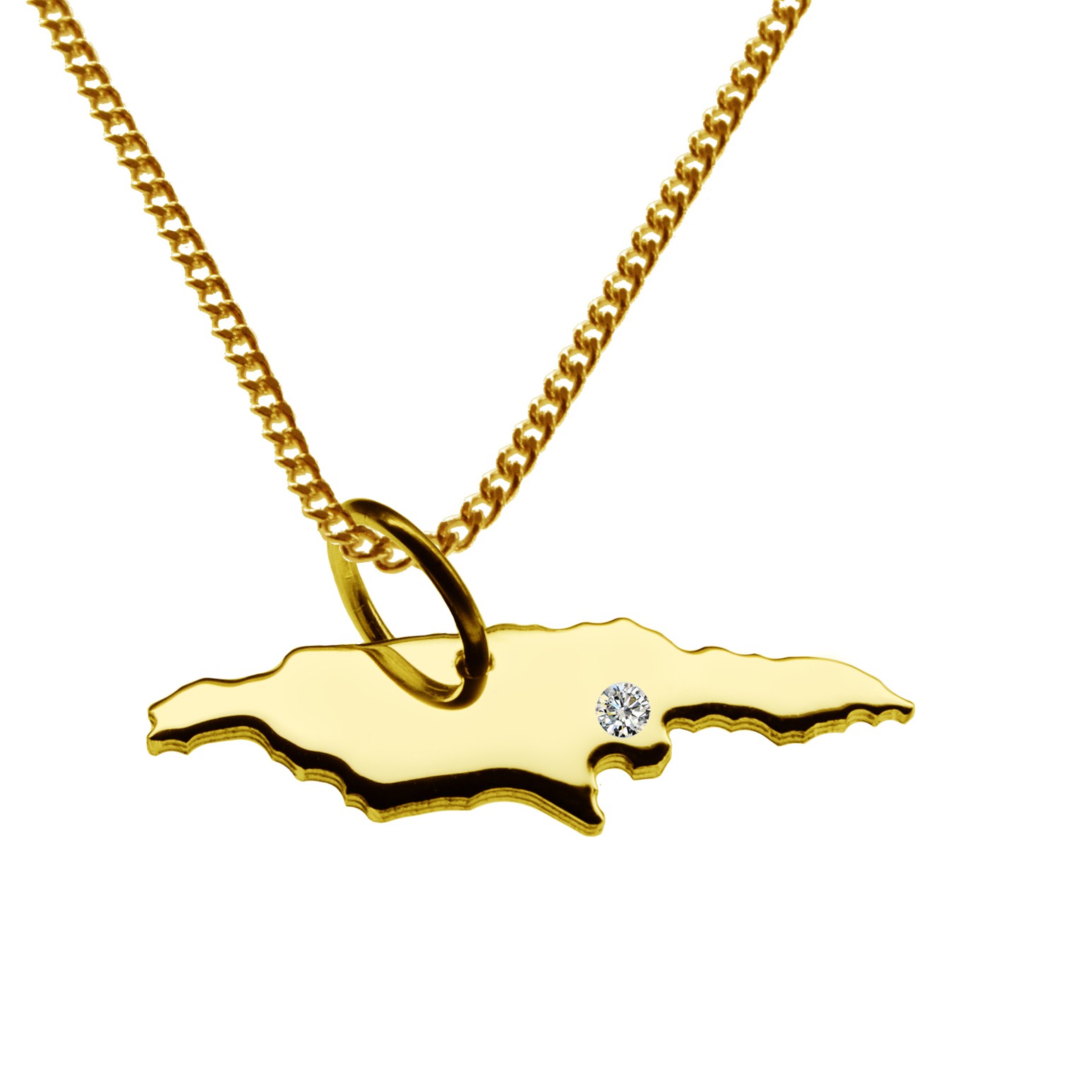 50cm Kette + Jamaika mit Brillant am Wunschort 585 Gold