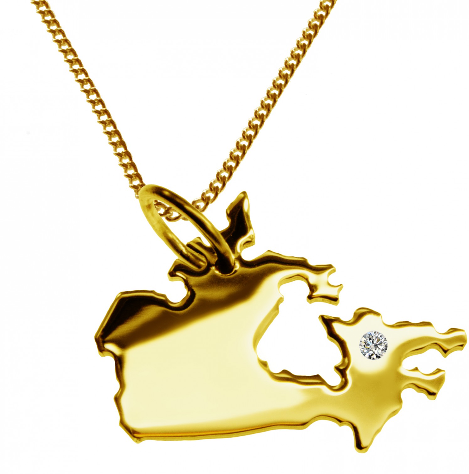 50cm Kette + Kanada mit Brillant am Wunschort 585 Gold
