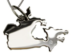 50cm Kette + Kanada mit Brillant am Wunschort  in 925 Silber