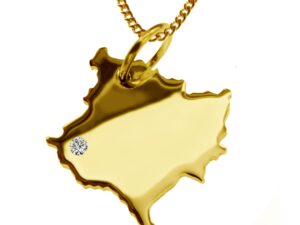 50cm Kette + Kosovo mit Brillant am Wunschort 585 Gold