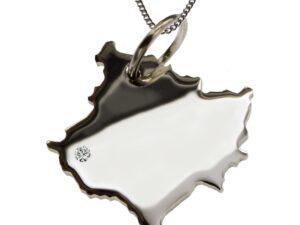 50cm Kette + Kosovo mit Brillant am Wunschort  in 925 Silber