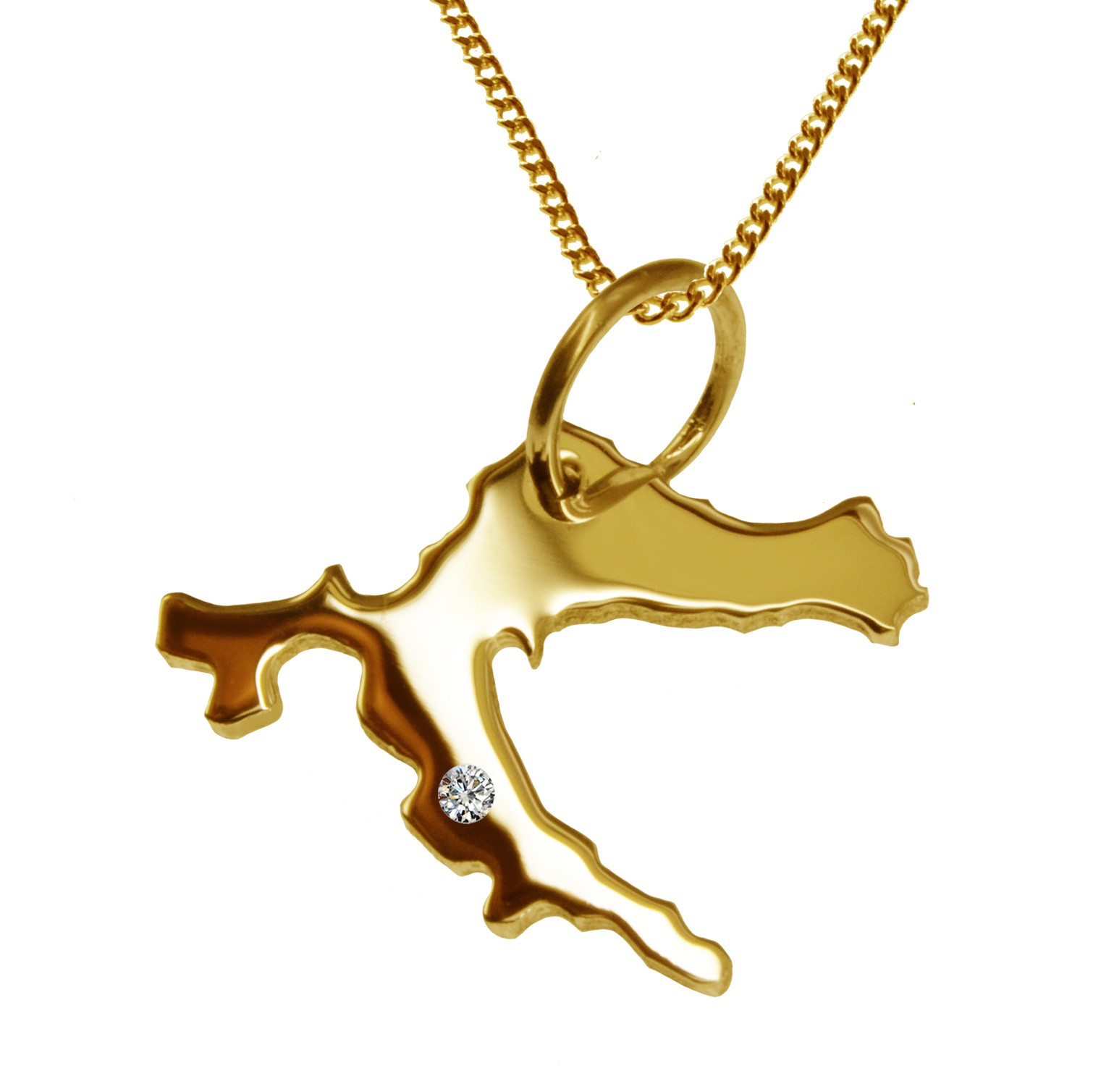 50cm Kette + Kroatien mit Brillant am Wunschort 585 Gold