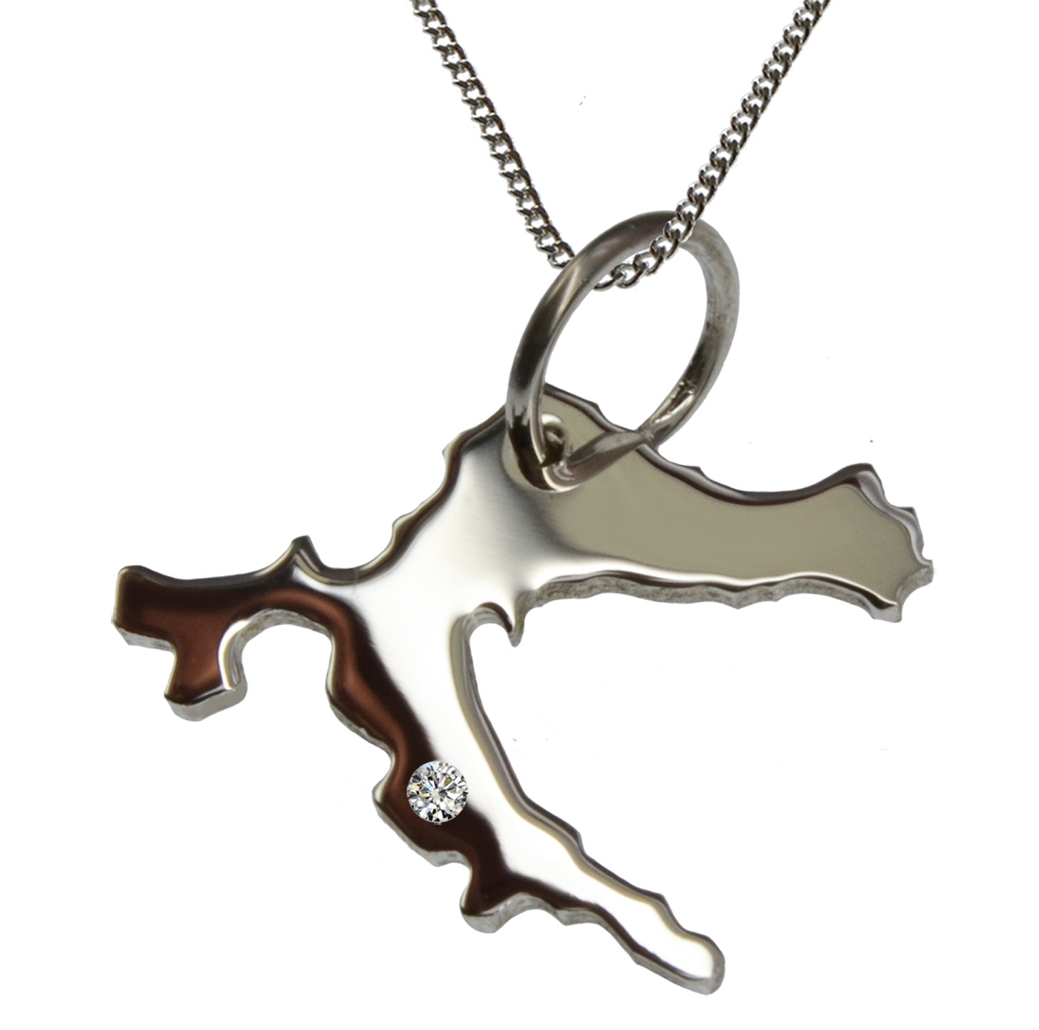 50cm Kette + Kroatien mit Brillant am Wunschort in 925 Silber