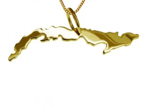 50cm Halskette + Kuba Anhänger in 585 Gelbgold