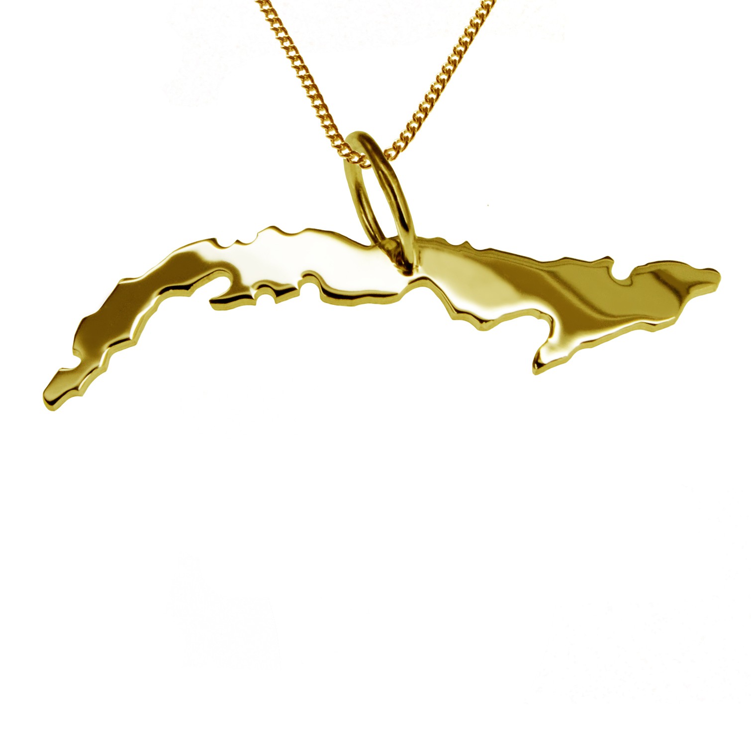 50cm Halskette + Kuba Anhänger in 585 Gelbgold