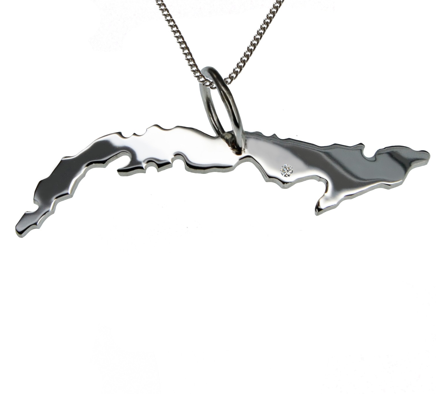 50cm Kette + Kuba mit Brillant am Wunschort in 925 Silber