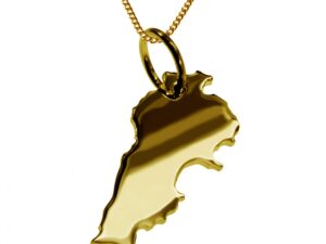 50cm Halskette + Libanon Anhänger in 585 Gelbgold