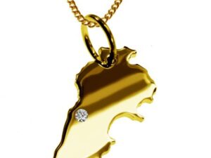 50cm Kette + Libanon mit Brillant am Wunschort 585 Gold