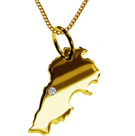 50cm Kette + Libanon mit Brillant am Wunschort 585 Gold