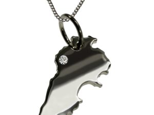 50cm Kette + Libanon mit Brillant am Wunschort  in 925 Silber