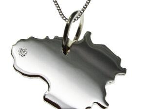 50cm Kette + Litauen mit Brillant am Wunschort  in 925 Silber