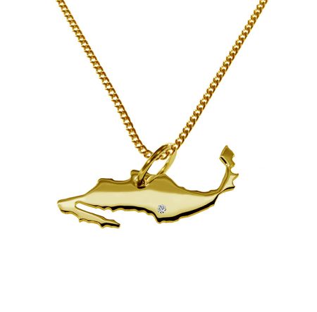 50cm Kette + Mexiko mit Brillant am Wunschort 585 Gold