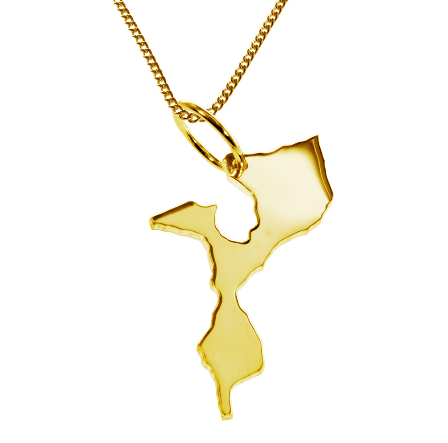 50cm Halskette + Mozambik Anhänger in 585 Gelbgold
