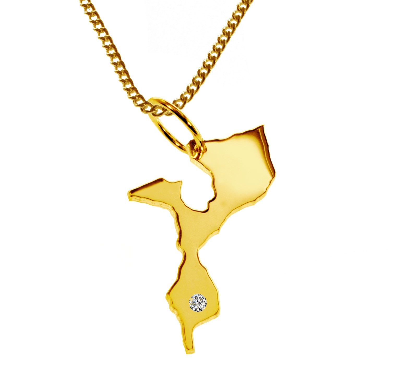 50cm Kette + Mozambik mit Brillant am Wunschort 585 Gold