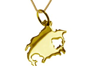 50cm Halskette + Nordamerika Anhänger in 585 Gelbgold