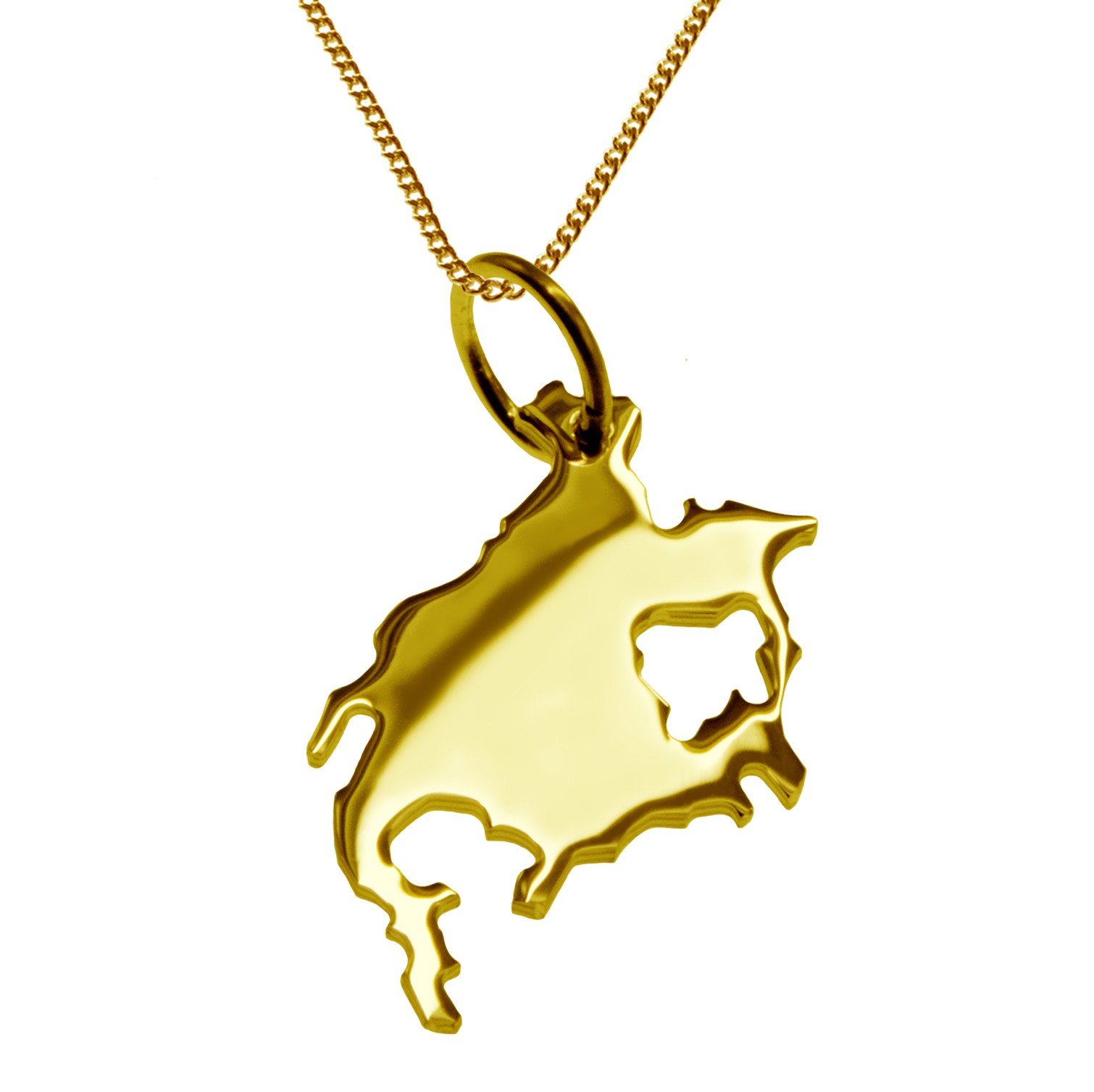 50cm Halskette + Nordamerika Anhänger in 585 Gelbgold