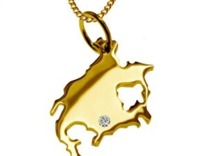 50cm Kette + Nordamerika mit Brillant am Wunschort 585 Gold