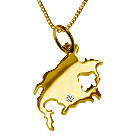 50cm Kette + Nordamerika mit Brillant am Wunschort 585 Gold