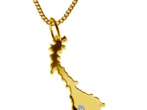 50cm Kette + Norwegen mit Brillant am Wunschort 585 Gold