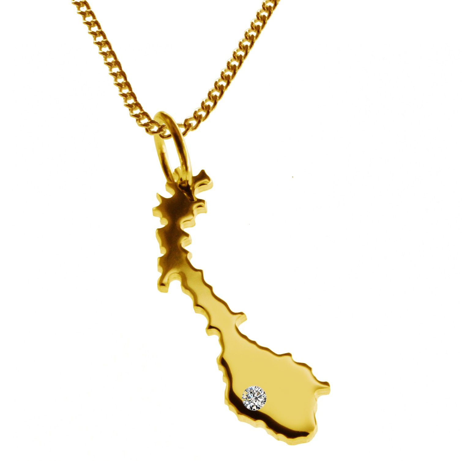 50cm Kette + Norwegen mit Brillant am Wunschort 585 Gold