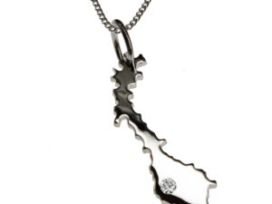 50cm Kette + Norwegen mit Brillant am Wunschort  in 925 Silber