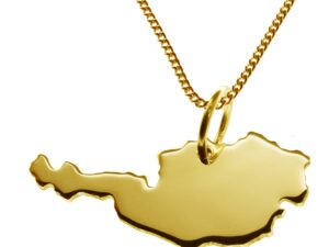 50cm Halskette + Österreich Anhänger in 585 Gelbgold