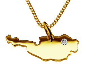 50cm Kette + Österreich mit Brillant am Wunschort 585 Gold