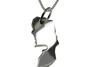 50cm Halskette + Palästina Anhänger in massiv 925 Silber