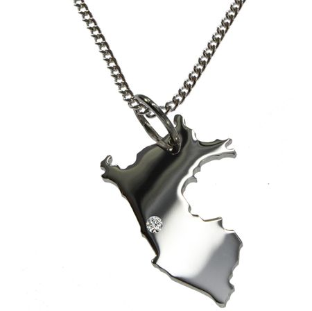 50cm Kette + Peru mit Brillant am Wunschort in 925 Silber