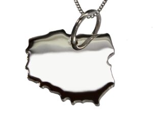 50cm Halskette + Polen Anhänger in massiv 925 Silber