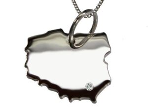 50cm Kette + Polen mit Brillant am Wunschort  in 925 Silber