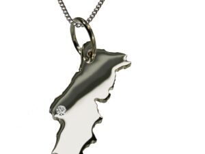 50cm Kette + Portugal mit Brillant am Wunschort  in 925 Silber