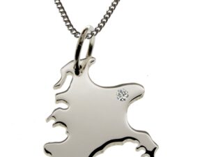 50cm Kette + Rügen mit Brillant am Wunschort  in 925 Silber