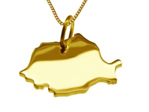 50cm Halskette + Rumänien Anhänger in 585 Gelbgold